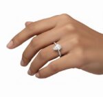 Classic solitaire with pave band and hidden halo - Image 5