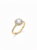 Classic solitaire with pave band and hidden halo - Image 3