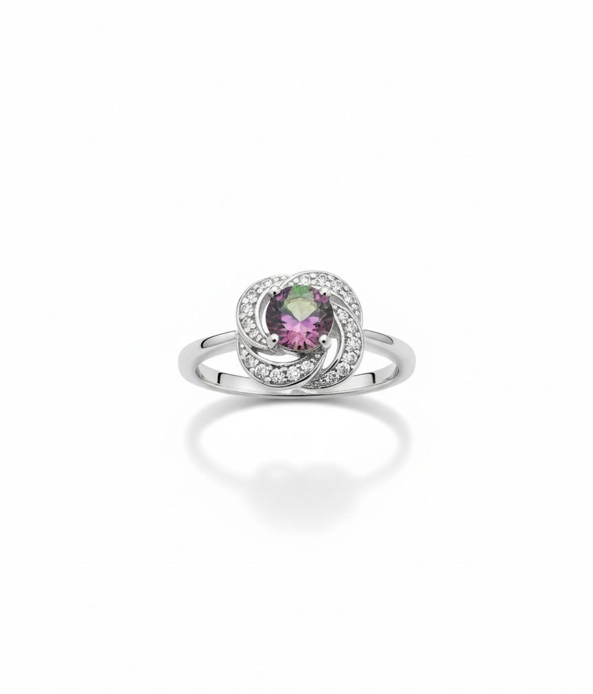 1 Silver Ring witht Gemstone (Alexandrite) - Image 1