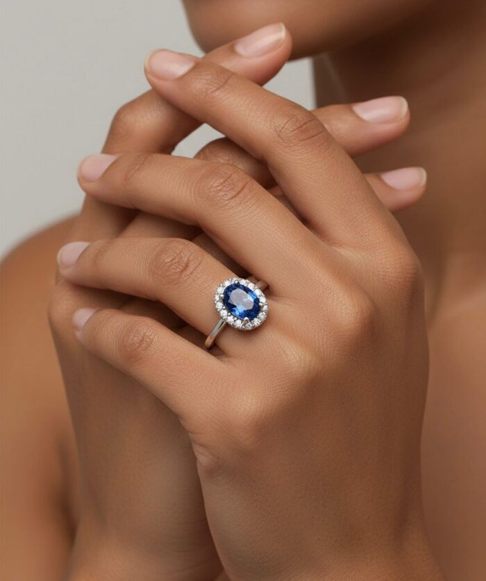 Silver Ring with Gemstone (Blue Sapphire) - Image 2