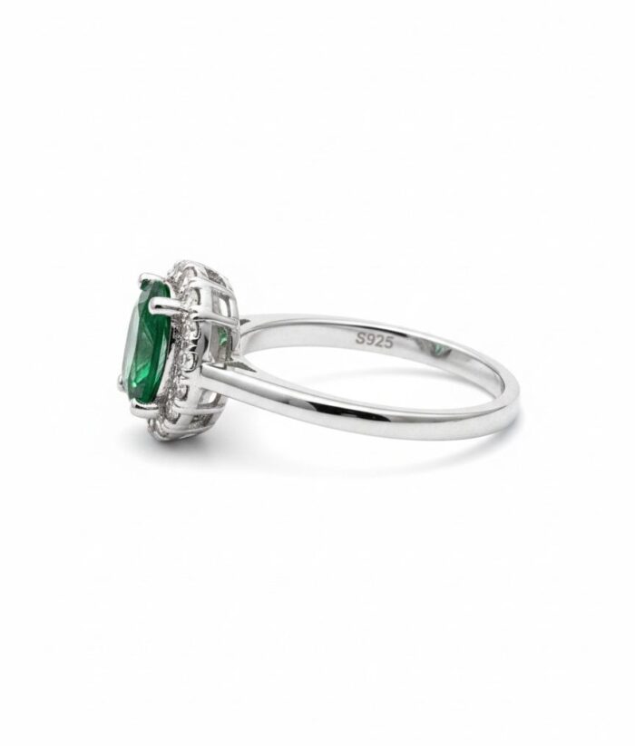 Silver Ring with Gemstone (Emerald) - Image 3